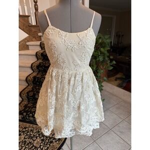 Alice + Olivia Tank Mini Rora Lace-Overlay Dress Ivory Size 2
